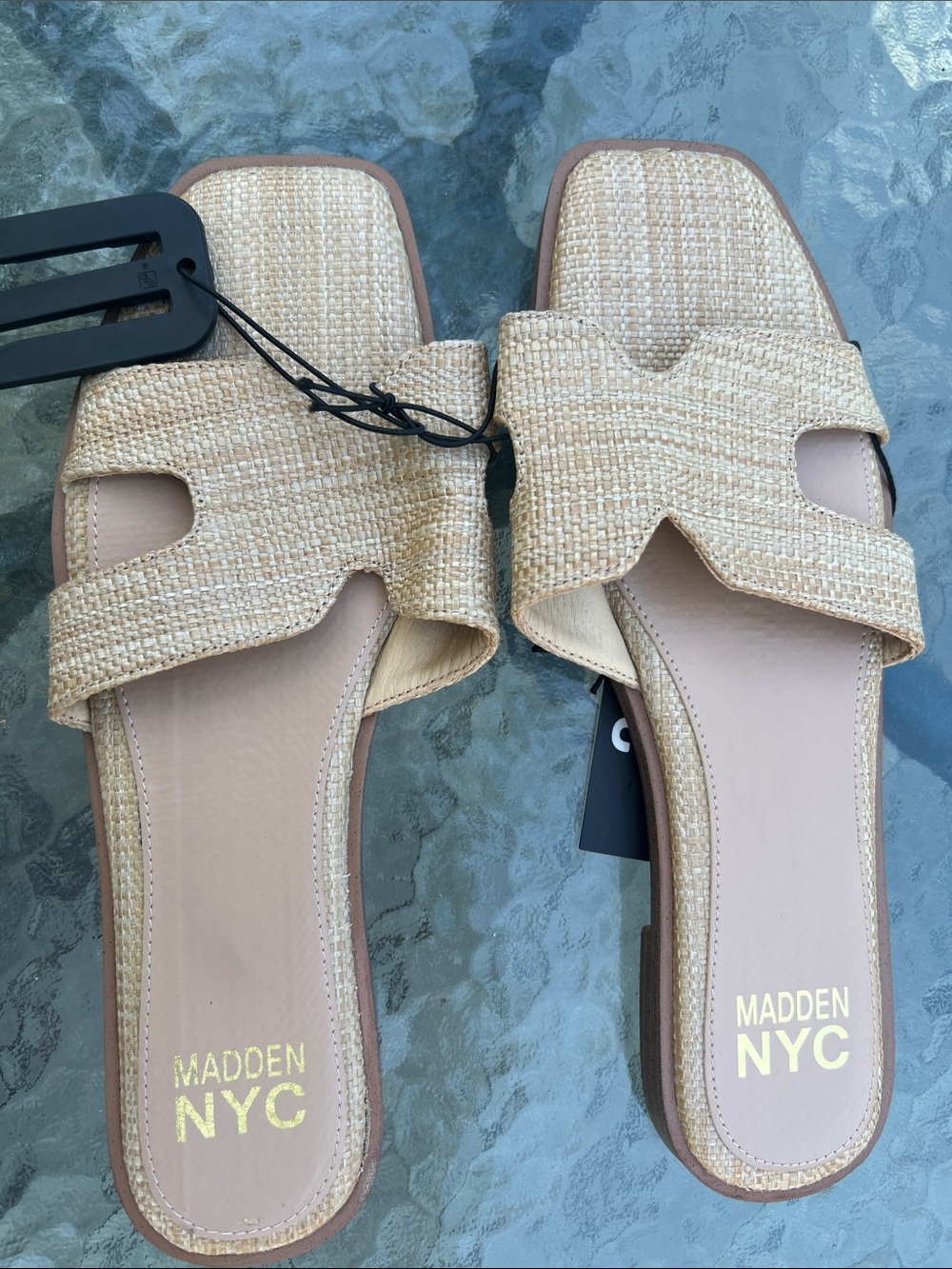 Madden NYC Women's Natural Raffia Slide Mules